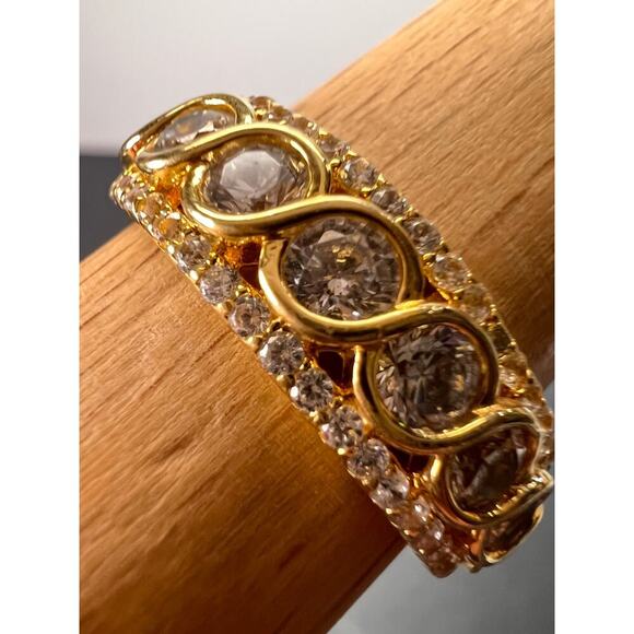 CZ gold over Sterling eternity band mens ring size 11 - Picture 3 of 11
